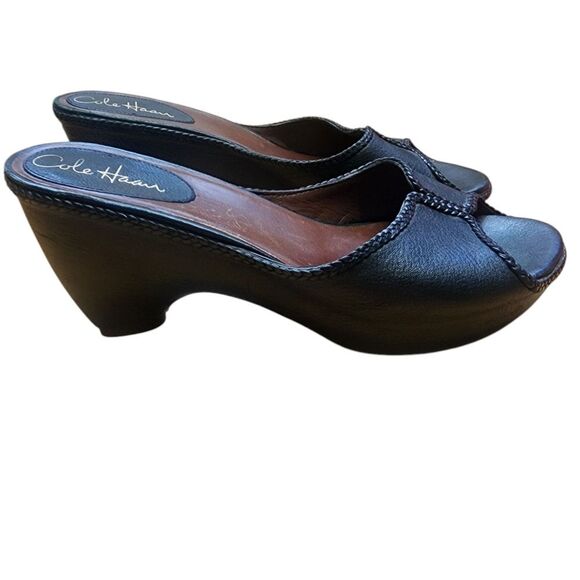 Cole Haan Air Lia Black Leather Open Toe Wrapped Heel Sandals 9 - Picture 1 of 7